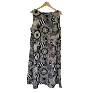 UNIQLO Marimekko Woman's Sleeveless A-Line Floral Dress Black and White Size L